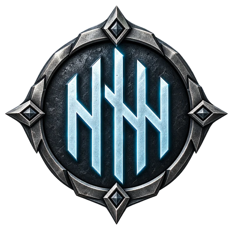 Emblème de Nidalheim : une rune lumineuse sertie de métal